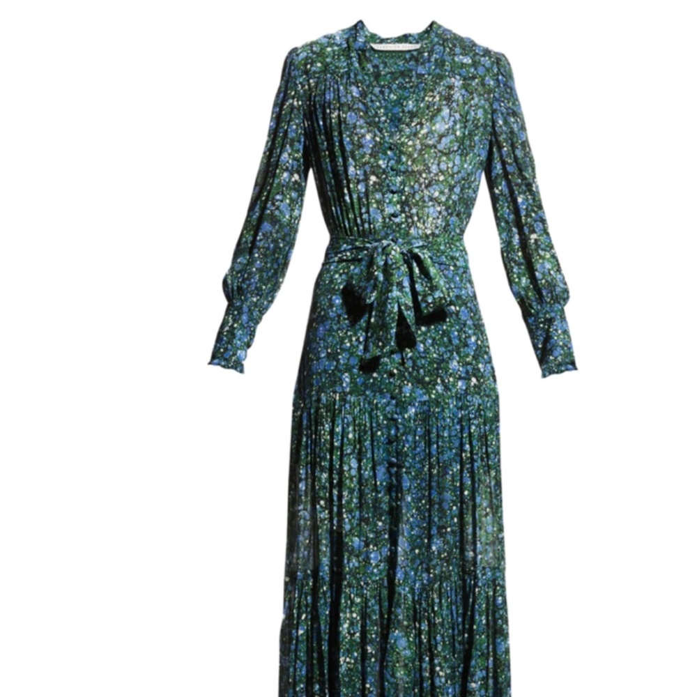 Veronica Beard Blue and Green Long Sleeve Dress